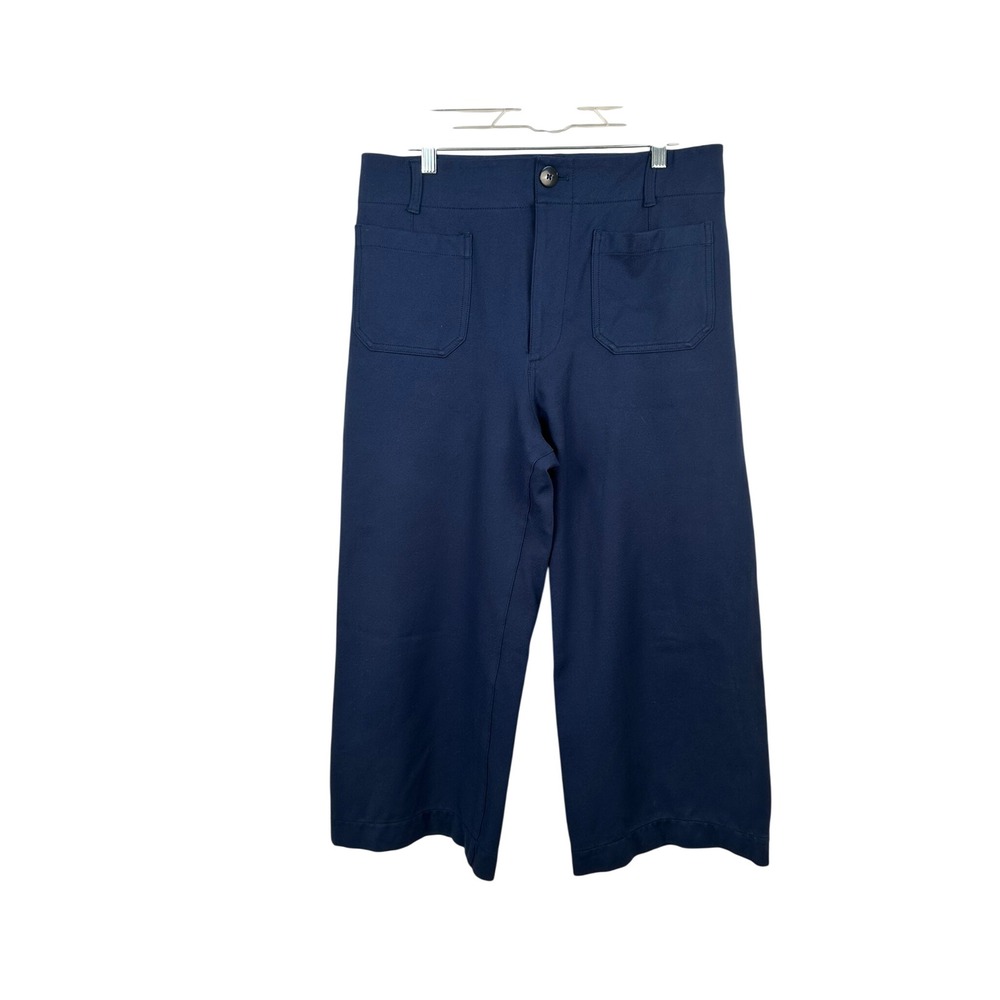 Maeve Anthropologie The Colette Pants Women 32 Navy Blue Excellent Wide Leg Crop
